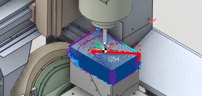 Milling Operation - 5-axis milling machine processing a complex part
