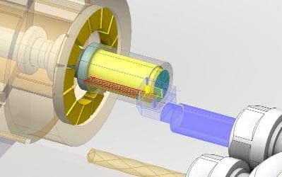 Swiss-Turning Operation - Swiss-type lathe with multiple tools processing precision parts