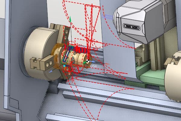 EncyCAM User Interface - Screenshot with complex 3D model and toolpaths