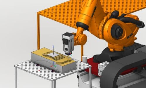 EncyCAM Robotikmodul Interface - 3D-Simulation eines Industrieroboters mit Programmierungsschnittstelle